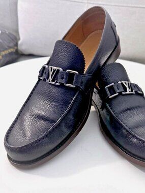 Louis Vuitton  Major Loafers Monogram Navy Blue Calfskin Leather Men's US 9